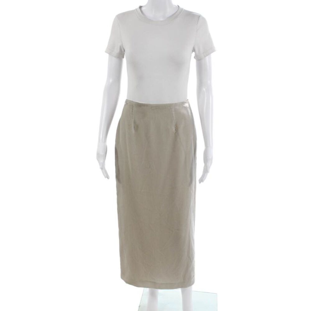 Paola Zuin Women Straight Pencil Long Beige Viscose Skirt Size 40